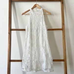 White Lace Halter Midi Dress, Size S or M BNWT